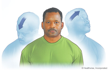 Head movement exercise diagonally up and down